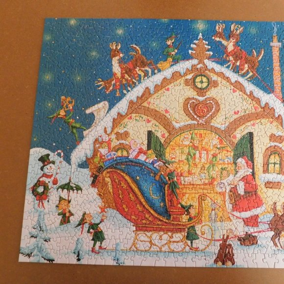 Bits and Pieces Loading the Sleigh 1000 Piece Jigsaw Puzzle Christmas Complete - Picture 2 of 12